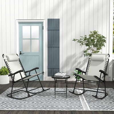 Maggift Patio Accent Chairs Set of 2, Rocking Chair with Fixed Armrests, Suitable for Lawn, Garden and Porch, White, 26.5"*47.25"*40.25"