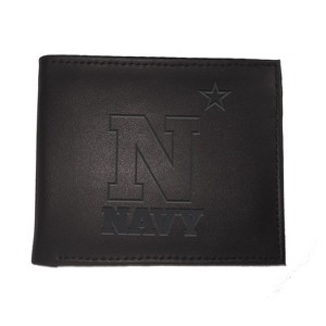 Evergreen NCAA Navy Midshipmen Black Leather Bifold Wallet Officially Licensed with Gift Box - 1 of 1