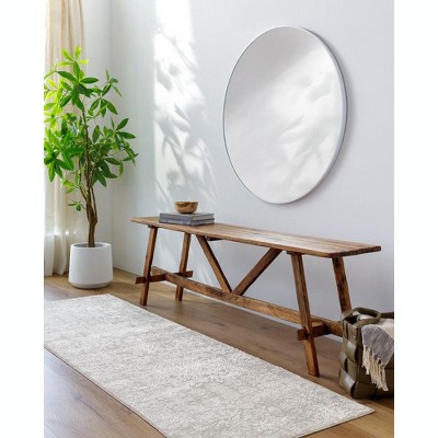 Ximena Light Gray Round Wool and Viscose Area Rug
