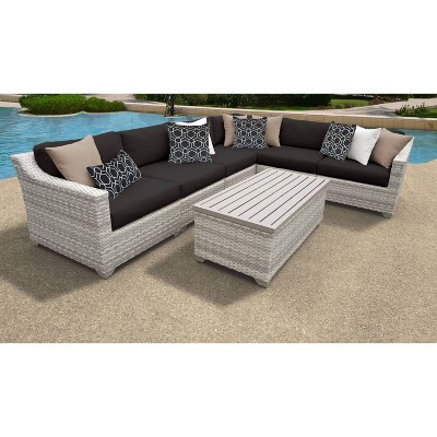 Fairmont 7pc Patio Sectional Seating Set with Cushions - Black - TK Classics