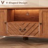 TackView TV Stand for up to 65, Farmhouse Media Console with V-Shaped Pattern Drawer, Open Compartment and 2 Cabinets,Brown - 2 of 4