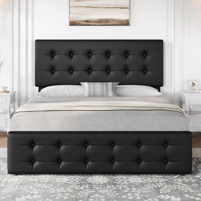 Bed Frame with 4 Storage Drawers and Headboard
