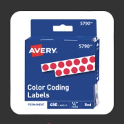 Avery® Color-Coding Removable Labels, 1/4 Inch Round Stickers, Red,  Non-Printable, 450 Dot Stickers Total (5790)