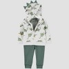 Carter's Just One You® Baby Boys' 3pc Fleece Dinosaur Sweatshirt, Long Sleeve Bodysuit & Pants Set - Green - 2 of 4