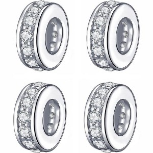 Sterling Silver Clear CZ Spacer Charm Bead for Bracelets - 1 of 4