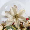 Aoibox 12pcs 5.5 inch Glitter Poinsettia Christmas Tree Ornaments Artificial Flowers for Xmas Tree Wreath Holiday Decor Gold - 3 of 4