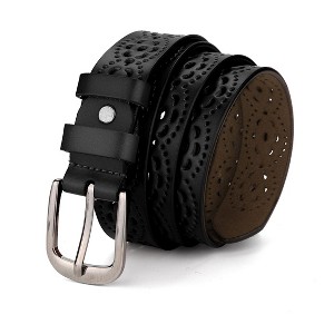 INSPIRE CHIC Women's Hollow Floral Retro Vintage Faux Leather Belt - 1 of 4