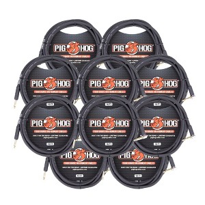 Pig Hog Tour Grade 10ft Instrument Cable 1/4" to 1/4" Right Angle to Straight Connectors (PH10R) - 10 Pack - 1 of 4