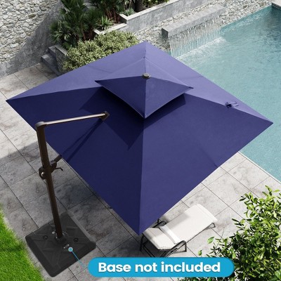 Crestlive Products 10FT Square Double Top Cantilever Umbrella UV30+ Outdoor 360 Degree Rotation Offset Umbrella 6 Heights Adjustable Umbrella