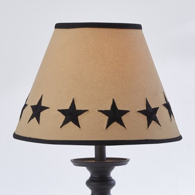 Beige Cotton Lamp Shade with Black Star Embroidery, 10"