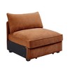Vynxaria Modern Armless Sofa Orange Chenille, Wrapped Backrest/Armrest, Crescent Shape, Pull-Out Storage Drawers, 2/3/4-Seat for Modern/Nordic - 2 of 4