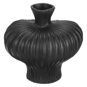 Unique Bargains Ceramic Office Home Decorative Cape Gooseberry Shape Vase Black - 1 of 4