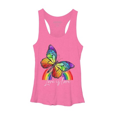 Adult Design By Humans Love is Love Butterfly Rainbow Pride By SummerFunnyRacerback Tank Top