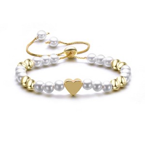 Guili 14K Gold Plated Bracelet with White and Frosted Gold Beads Offers a Soft, Elegant Glow for a Refined and Stylish Everyday Look - 1 of 3