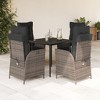 vidaXL 5 Piece Patio Dining Set with Cushions Gray Poly Rattan - 31.5" Table Length Sharp Leg 4 Items - 2 of 4