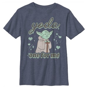 Boy's Star Wars Valentine's Day Yoda One for Me Distressed T-Shirt - 1 of 3