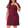 Agnes Orinda Women's Plus Size Elegant Floral Lace Bateau V Neck Short Sleeves Bodycon Dresses - 2 of 4