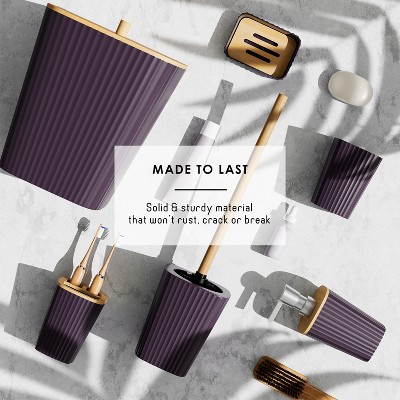 Purple Bamboo-Inspired 20-Piece Bathroom Accessory Set