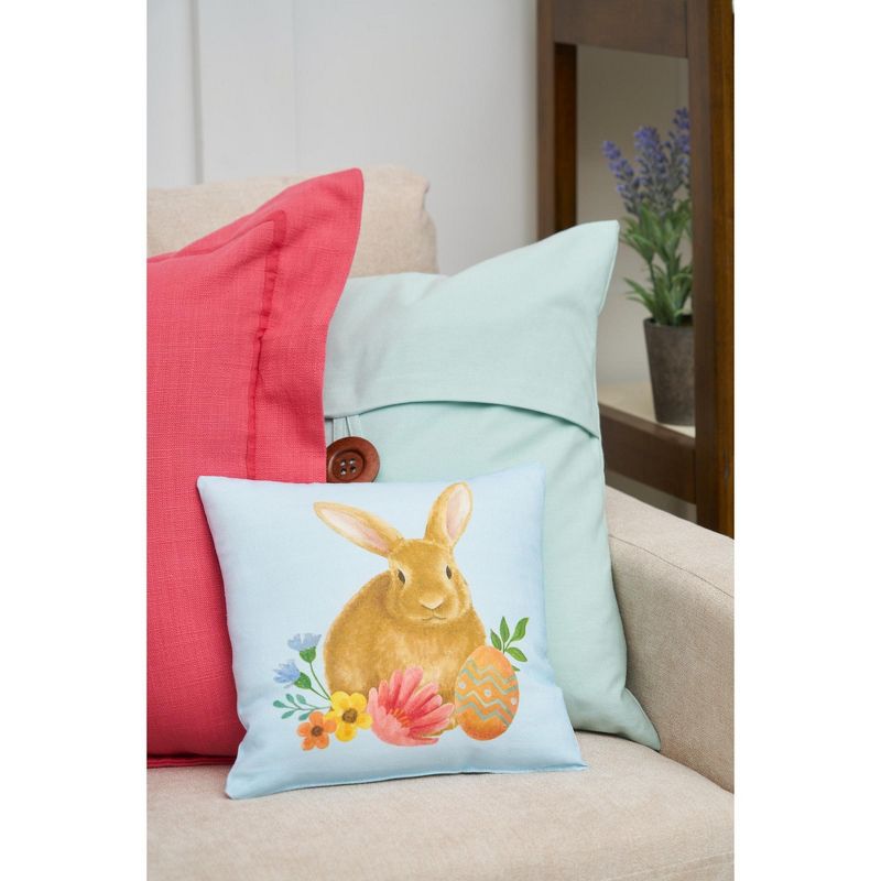 C&F Home 10" x 10" Blue Floral Bunny Woven Throw Pillow, 3 of 6