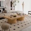 Square Coffee Table Mid-Century Modern Coffee Table Center Table with Parquet Pattern & Cylindrical Base - ModernLuxe - 3 of 4