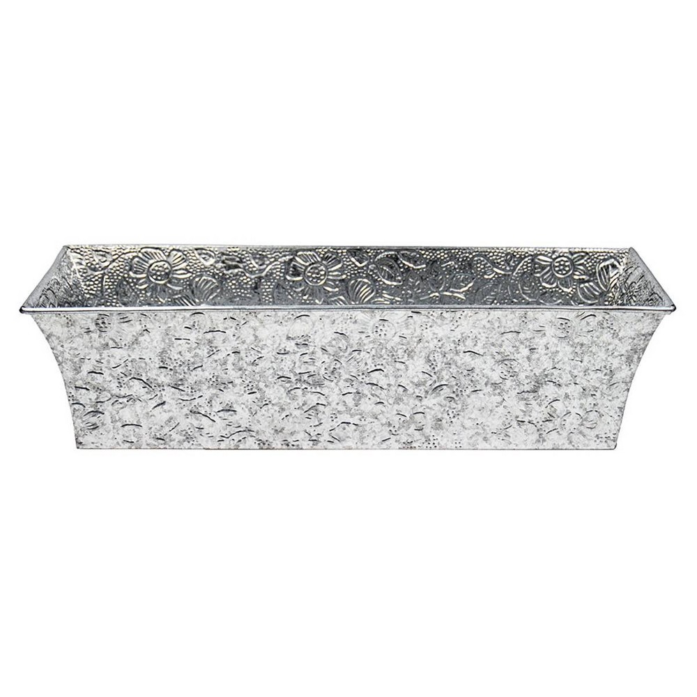 Photos - Clothes Drawer Organiser Rectangular Embossed Floral Pattern Planter Box - ACHLA Designs: Galvanized Steel, Drain Holes, Wall-Mountable