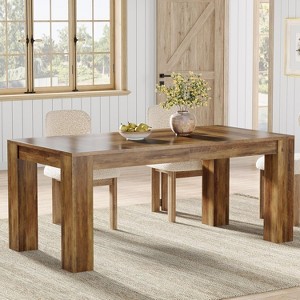 Tribesigns 63-Inch Dining Table for 4-6 People, Rectangular Kitchen Dinner Table, Farmhouse Wooden Eating Table for Home Kitchen, Dining Room,Brown - 1 of 4
