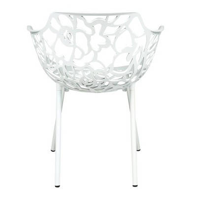 White Aluminum 5-Piece Outdoor Dining Set with Flower Design