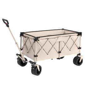 Grungis Heavy Duty Foldable Wagon Cart,Shopping Cart with Big All-Terrain Beach Wheels & Drink Holders,Utility Cart for Camping,Shopping - 1 of 4