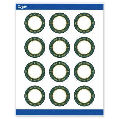 Avery Labels, 2" Diameter, Gold-Green Border, Matte, 120ct
