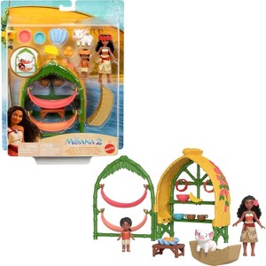 Mattel Disney Moana 2 Toys, Moana & Simea Village Home Playset with 2 Small Dolls, Pua Figure & 15 Accessories - 1 of 4