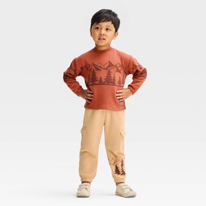 Toddler Boys' Scenic Mountain Pullover Fleece Crewneck and Jogger