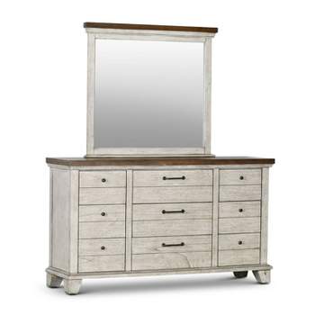 Bear Creek Dresser and Mirror Rustic Ivory/Honey - Steve Silver Co.