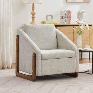 Modern Chenille Fabric Upholstered Side Chairs Set Of 2,Accent Lounge Chair With Wood Frame,Wooden Lounge Armrests Chair-Coolbibila - 1 of 4