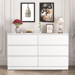 Hommoo 6 Drawer Chest of Dressers, Modern Wooden Dresser Chest White - 1 of 4