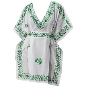 LA LEELA women's Vacation Casual Swim Holiday Beachwear Summer Beach Dress Short Swimming Swimsuit Cover Ups for Women Large-X-Large White, Solid - 1 of 4