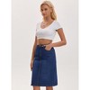 INSPIRE CHIC Women's High Waist Back Slit Stretch Denim Casual Sheath Midi Jean Skirts - 2 of 4