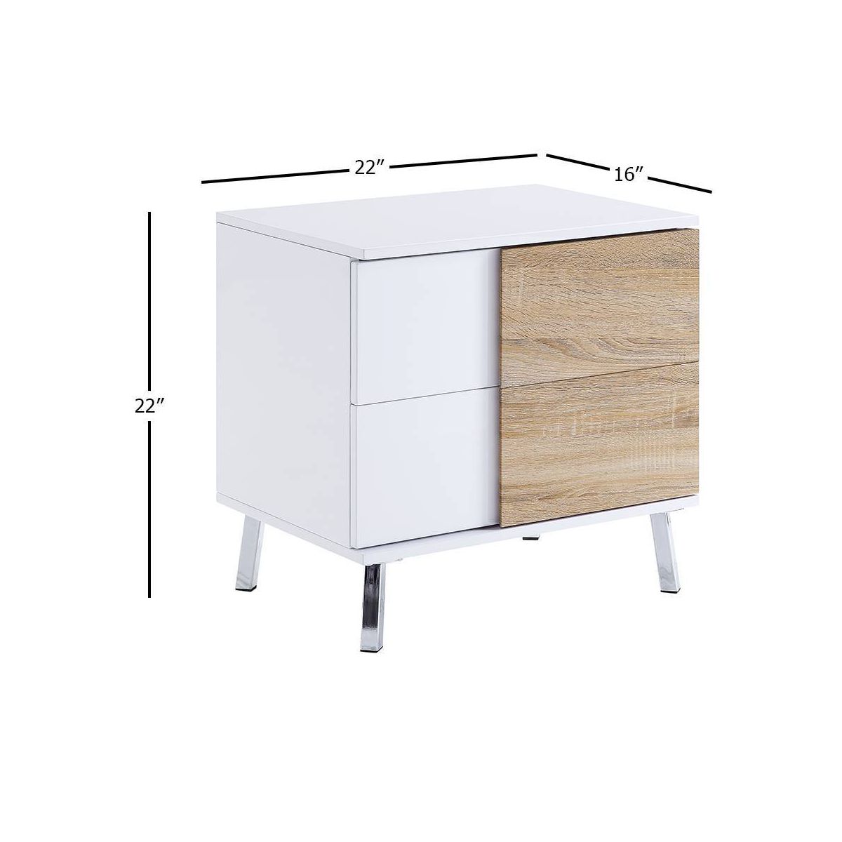 Acme Furniture Verux 22" Accent Tables White High Gloss: Modern Rectangular with Tapered Legs & Storage Drawer - thumbnail 4