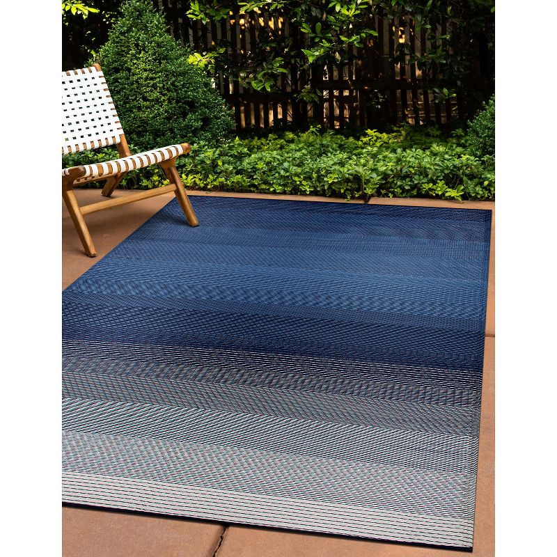 World Rug Gallery Contemporary Stripe Shade Reversible Recycled Plastic Outdoor Rugs, 2 of 12