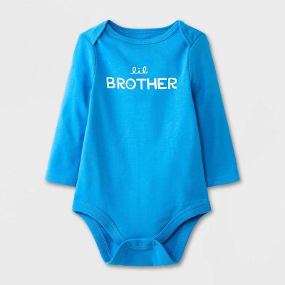 Baby Boys' 'Lil Brother' Long Sleeve Bodysuit - Cat & Jack™ Blue 0-3M