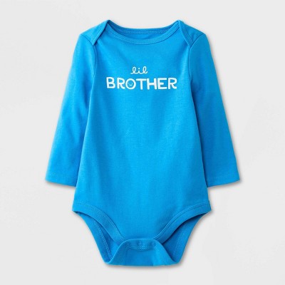 Image of Baby Boys' 'Lil Brother' Long Sleeve Bodysuit - Cat & Jack™ Blue Newborn