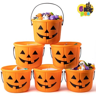 Joyfy Halloween Party Favors 6pcs Halloween Trick Or Treat Pumpkin Bucket Jack O Lantern Basket And Pails With Handle For Party Decorations Supplies