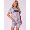 INSPIRE CHIC Women's Tie Dye Round Neck Top with Biker Shorts Loungewear Set - 3 of 4