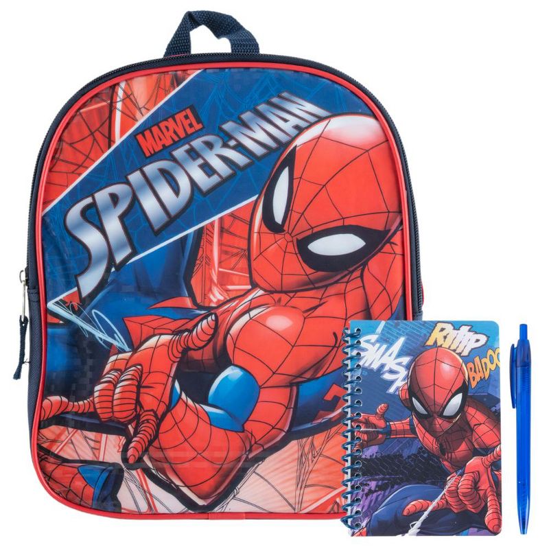Marvel Avengers Spiderman Mini Backpack Set for Kids with Journal Notebook and Pen - 11.5 Inch, 1 of 10