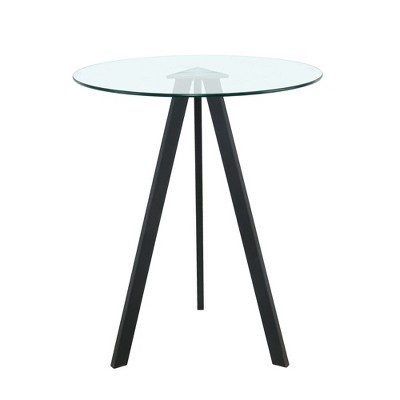 NicBex Round Dining Table Tempered Glass Dining Room Table Bar Table with Metal Base for Dining Room