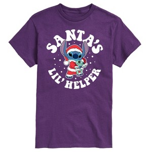 Men's - Lilo and Stitch - Santas Lil Helper Christmas Short Sleeve Graphic T-Shirt - 1 of 4