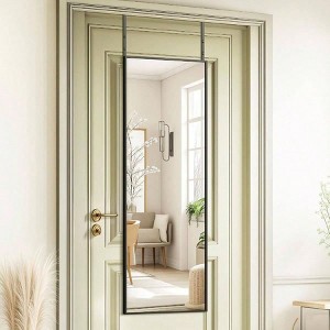 48x14 Inch Full Length Tempered Glass Door Mirror Over Door Hanging No Drill Installation Bedroom Closet Sturdy Design Clear Glass - 1 of 4