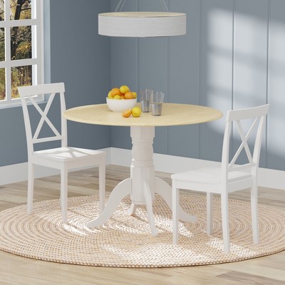 Glenwillow Home 42" Round Double Drop-Leaf Dining Table + X-Back Dining Chairs Dining Set