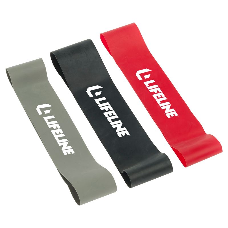 Lifeline Flat Resistance Band Loops Kit - Gray/Black/Red, 1 of 6
