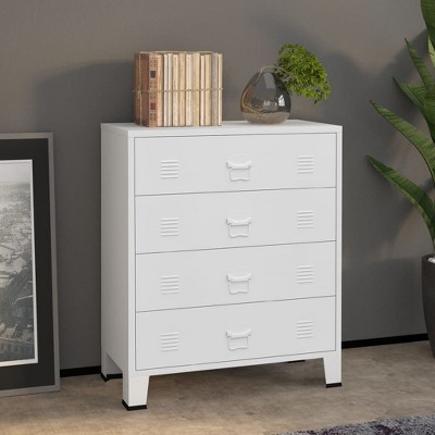 vidaXL Industrial Drawer Cabinet White 30.7 in.x15.7 in.x36.6 in. Metal