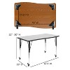 Flash Furniture Mobile 28"W x 47.5"L Rectangular Wave Flexible Collaborative Grey Laminate Activity Table-Standard Height Adjustable Legs - 4 of 4